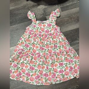 Floral Pink and Green Kids Dress